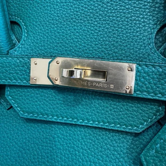 H birkin B35 custom bamboo green TOGO leather GHW gold hardware box dustbag NWOT - Picture 10 of 17